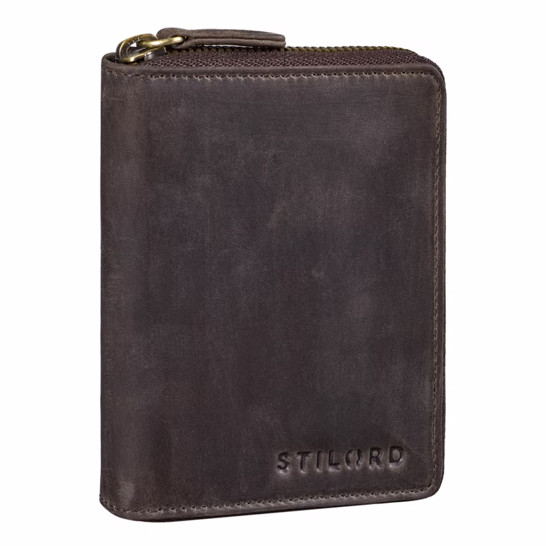 "Giannis" Skórzany Portfel Męski Mini RFID W Pionie Vintage