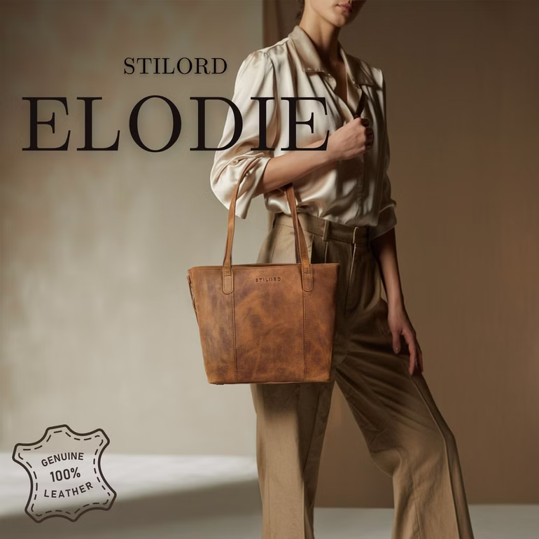 "Elodie" Elegancka Skórzana Torba Shopper średniej Wielkości ze Skóry na Laptop do 13 Cali "Elodie" Elegancka Skórzana Torba Shopper średniej Wielkości ze Skóry na Laptop do 13 Cali