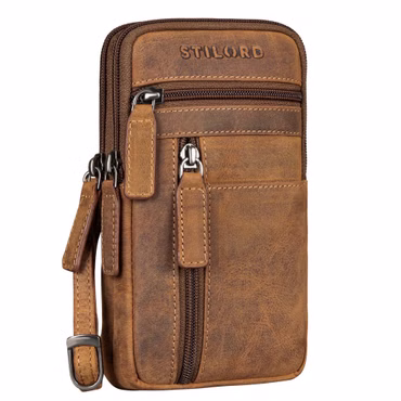 „Asher“ Skórzany Portfel Męski Vintage Saszetka Na Pas Crossbody „Asher“ Skórzany Portfel Męski Vintage Saszetka Na Pas Crossbody