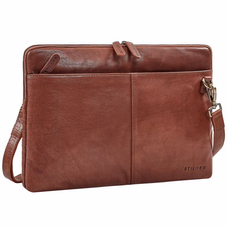 "Graham" Vintage Torba Skórzana na Laptopa 15,6 cali z Paskiem
