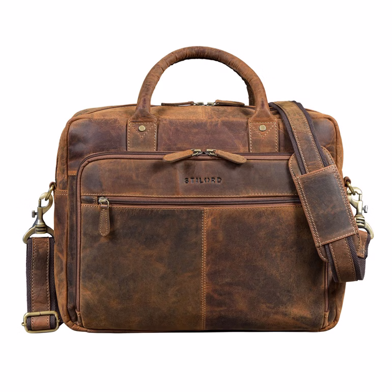 "Jerome" Skórzana Aktówka Męska z Miejscem na Laptopa 15,6 Cala